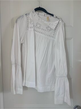 Free People White Lace 100% Cotton Blouse